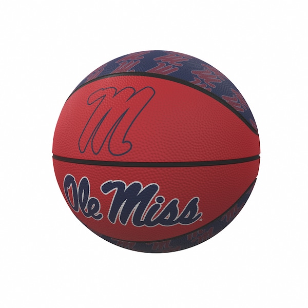 Logo Brands Ole Miss Repeating Logo Mini-Size Rubber Basketball - 176-91MR-1