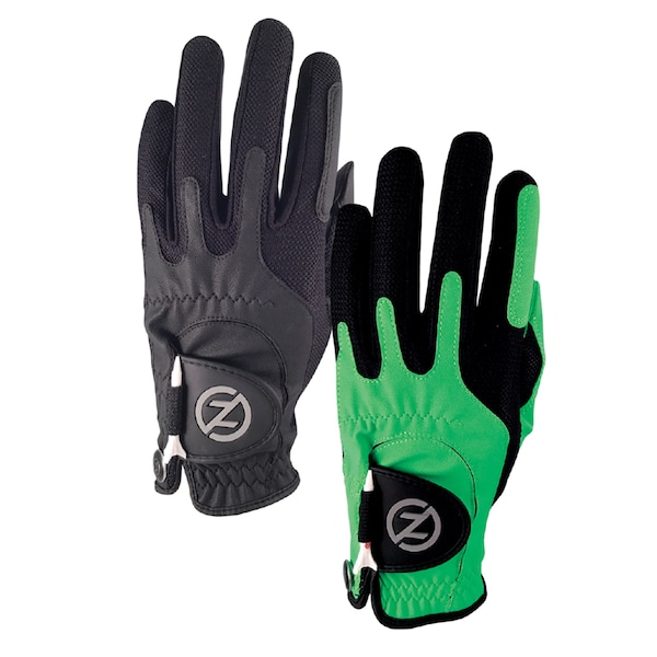 Zero Friction Men's Synthetic Performance Golf Glove, Black & Lime, PK2 - GL00107