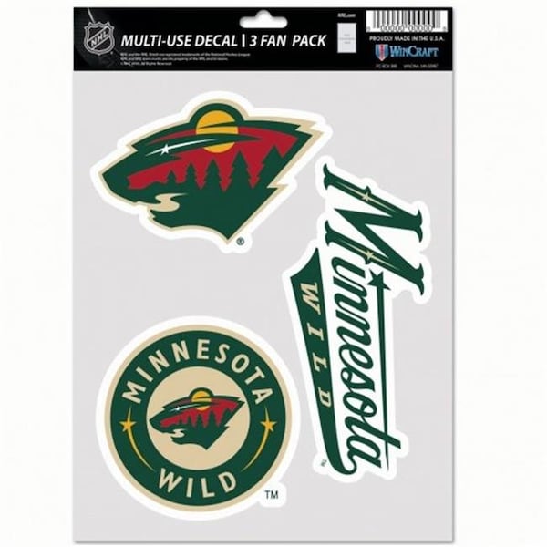 Wincraft Wincraft 9416607417 NHL Minnesota Wild Decal Multi Use Fan - Pack of 3 - 9416607417
