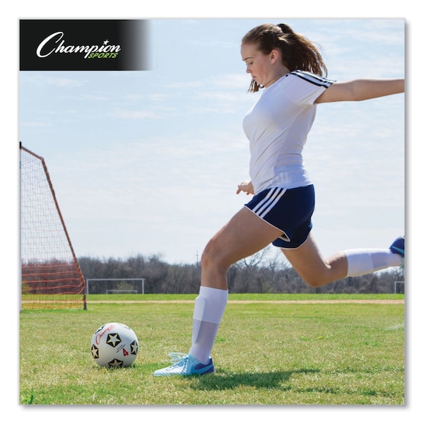 Champion Sports Rubber Sports Ball, For Soccer, No. 4 Size, White/Black - SRB4