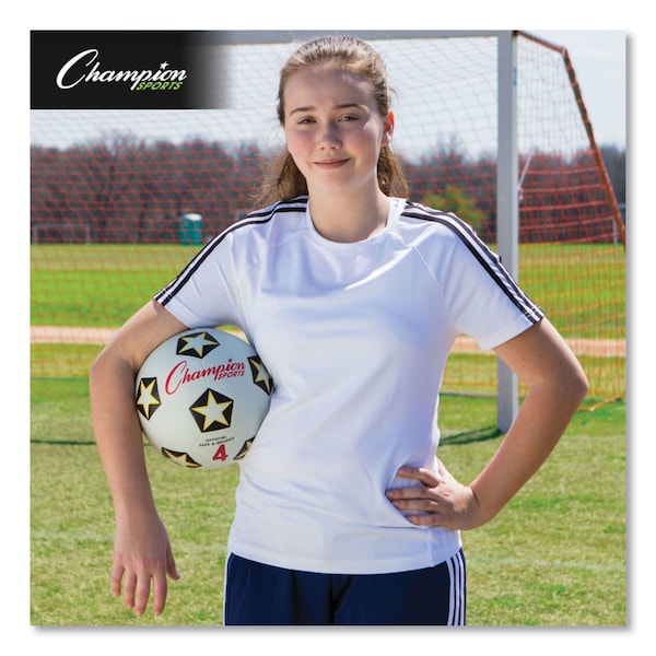 Champion Sports Rubber Sports Ball, For Soccer, No. 4 Size, White/Black - SRB4