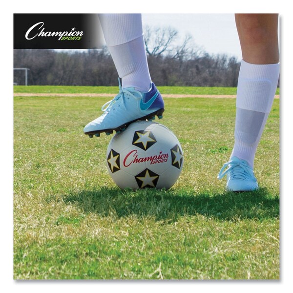 Champion Sports Rubber Sports Ball, For Soccer, No. 4 Size, White/Black - SRB4