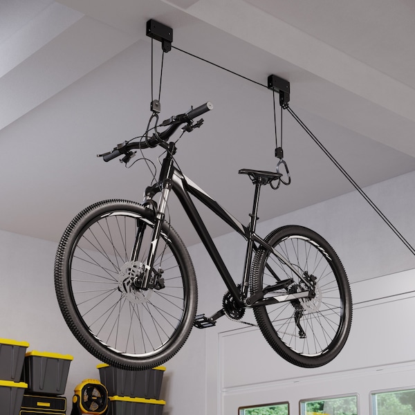 New Product 2023 Bike Hanger - 125lb Capacity Overhead Storage Pulley System for Ceiling up to 12ft by RAD Sportz - 83-DT4999