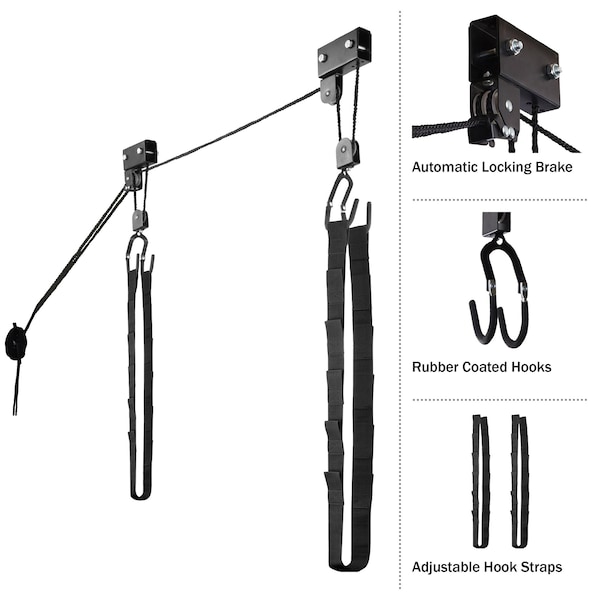 New Product 2023 Bike Hanger - 125lb Capacity Overhead Storage Pulley System for Ceiling up to 12ft by RAD Sportz - 83-DT4999