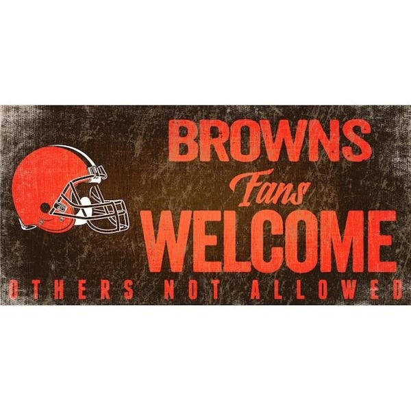 Fan Creations Cleveland Browns Wood Sign Fans Welcome 12x6 - 7846015258