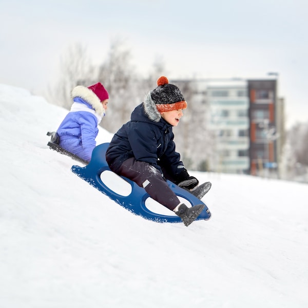 Shpilmaster Outdoor Snow Sleigh Ice Sled Toy, Two Rider, Solid Hard Plastic with Pull Rope, Blue Set of 2 - QI004217.BL.2