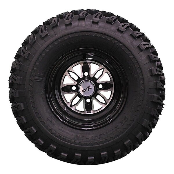 Antego 22x11.00-10 with 10x7 Fusion Glossy Black Wheels for Golf Cart Set of 2, 2PK - A1070139009130422110010