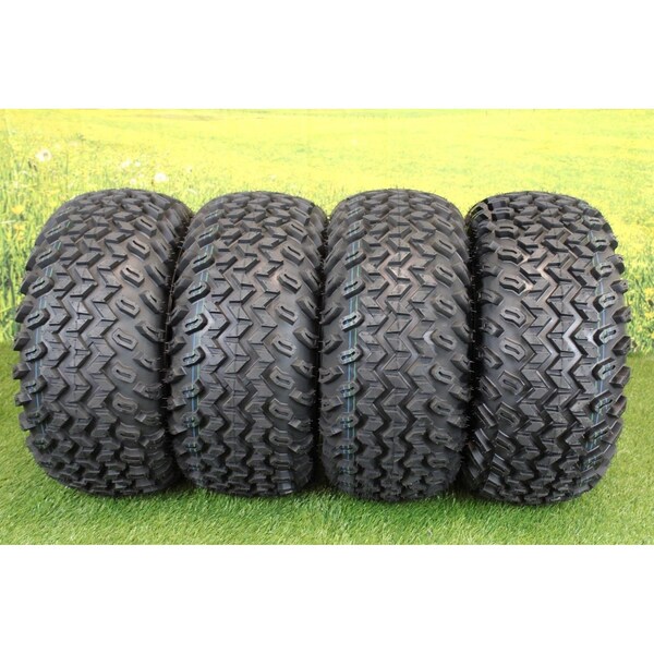 Antego 22x11.00-10 with 10x7 Fusion Glossy Black Wheels for Golf Cart Set of 2, 2PK - A1070139009130422110010