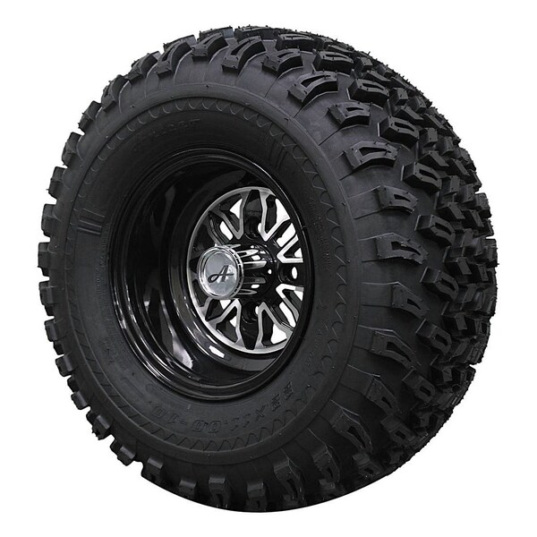 Antego 22x11.00-10 with 10x7 Fusion Glossy Black Wheels for Golf Cart Set of 2, 2PK - A1070139009130422110010