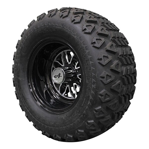 Antego Set of 4 20x10.00-10 ATW-045 with 10x7 Fusion Glossy Black Wheels for Golf, 4PK - A1070139009450420100010