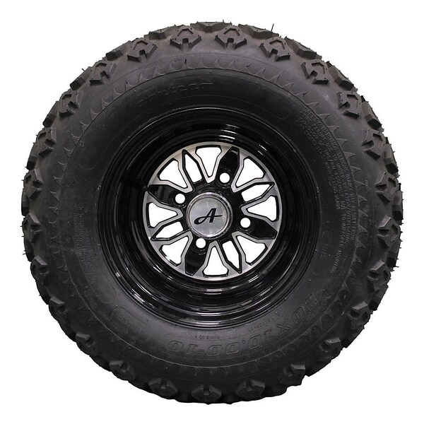 Antego Set of 4 20x10.00-10 ATW-045 with 10x7 Fusion Glossy Black Wheels for Golf, 4PK - A1070139009450420100010