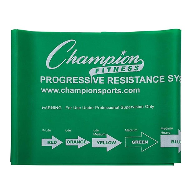 Champion Sports 4 ft. Therapy & Exercise Flat Band, Green - Medium - FB4G