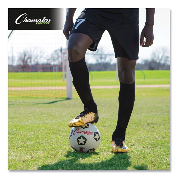 Champion Sports Rubber Sports Ball, For Soccer, No. 5 Size, White/Black - SRB5