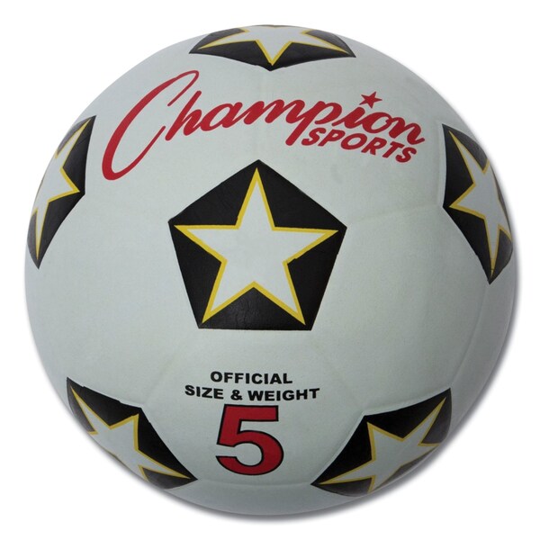 Champion Sports Rubber Sports Ball, For Soccer, No. 5 Size, White/Black - SRB5