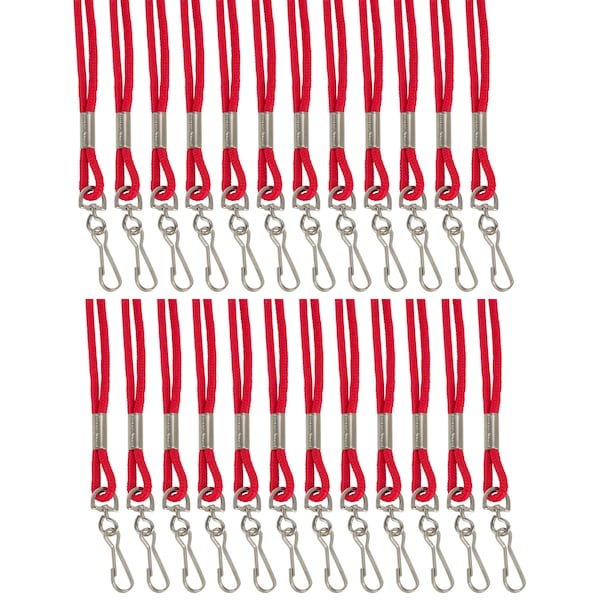 Sicurix Standard Lanyard Hook Rope Style, Red, PK24 - 68902