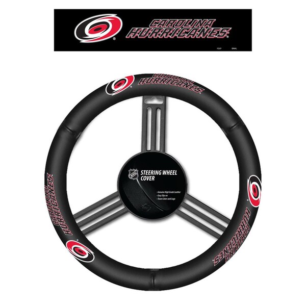 Fremont Die Consumer Products Inc Fremont Die 2324588110 MLB Carolina Hurricanes Steering Wheel Cover - Leather - 2324588110