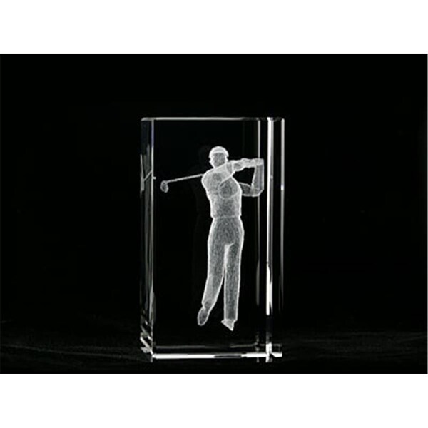 Happyholidays 1159-100-37 4 L x 2 H x 2 W in. Crystal Laser-Engraved Golfer Sports Laser-Cut - HA892739