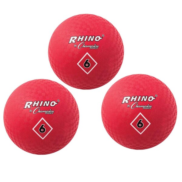Champion Sports Playground Ball, 6in, Red, PK3 - PG6RD