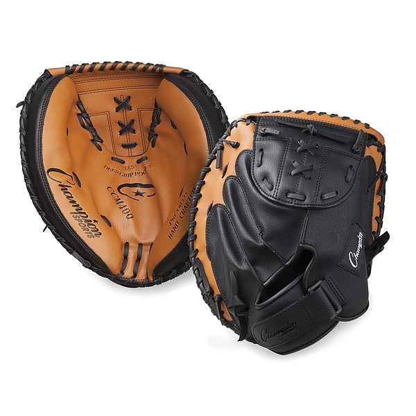 Champion Sports Catcher's Mitt, Synthetic, Black; Brown - CCM400