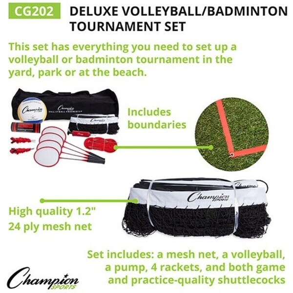 Champion Sports Deluxe Volleyball/Badminton Tourn Set - CG202