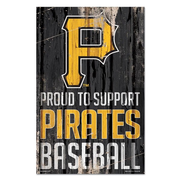 Wincraft Pittsburgh Pirates Sign 11x17 Wood Proud to Support Design - 3208527255