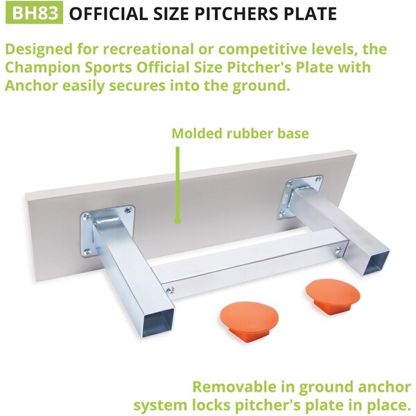 Champion Sports Official Size Pitchers Plate, w/Anchor - BH83