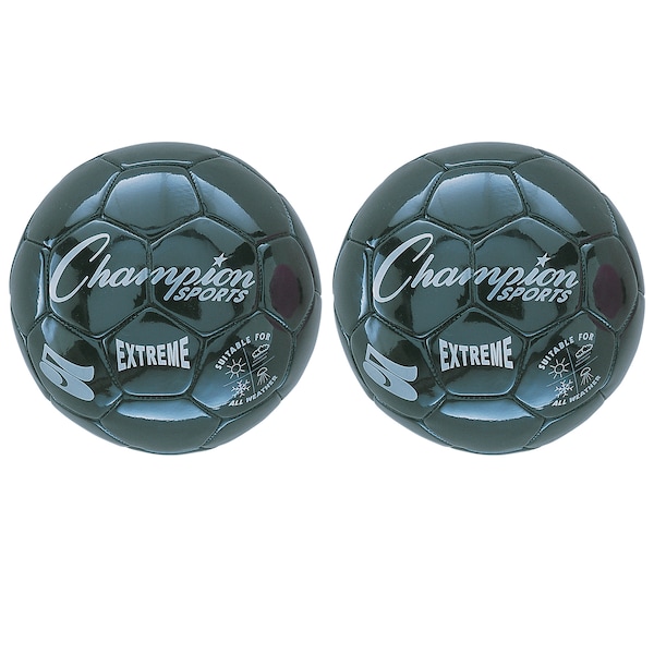Champion Sports Extreme Soccer Ball, Black, Size 5, PK2 - EX5BK