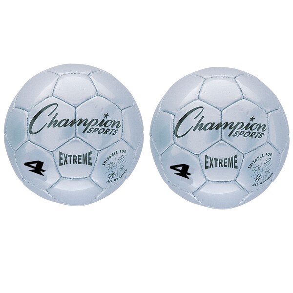Champion Sports Extreme Soccer Ball, Silver, Size 4, PK2 - EX4SL