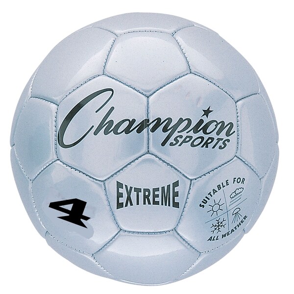 Champion Sports Extreme Soccer Ball, Silver, Size 4, PK2 - EX4SL