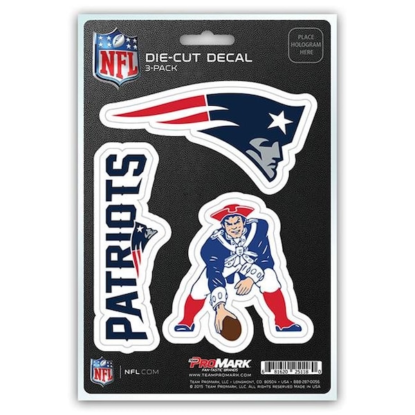 Promark Pro Mark DST3NF18 New England Patriots Decal - Pack of 3 - DST3NF18