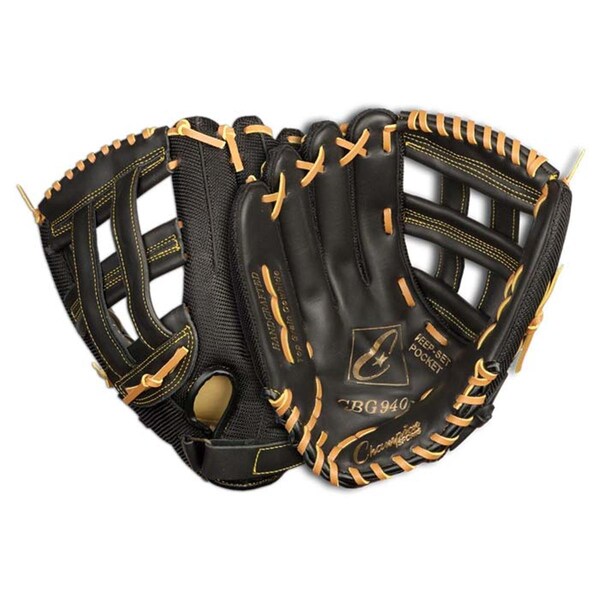 Champion Sports 12 in.Black Baseball - Softball Fielders Glove - Left Hand Throw - 30607