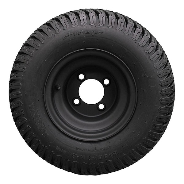 Antego 8in Matte Black Steel Golf Cart Wheels and 18X8.50-8 Turf 4 Ply Tires - Set of 2, 2PK - A870100304188508