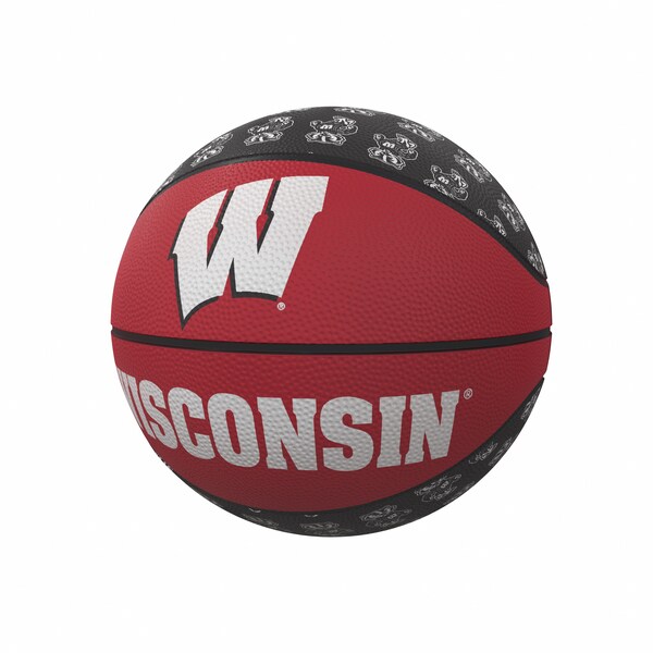 Logo Brands Wisconsin Repeating Logo Mini-Size Rubber Basketball - 244-91MR-1
