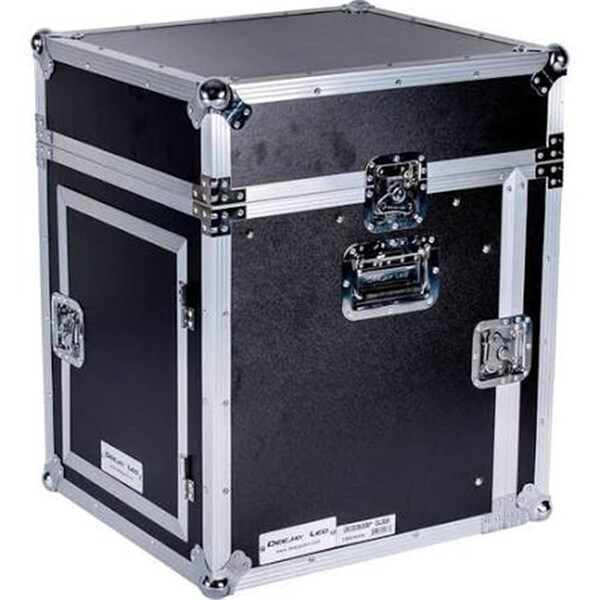 Garner Products Fly Drive Case 10U Space Slant Mixer Rack - 10U Space Vertical Rack System with Full AC Door - TBHM10U