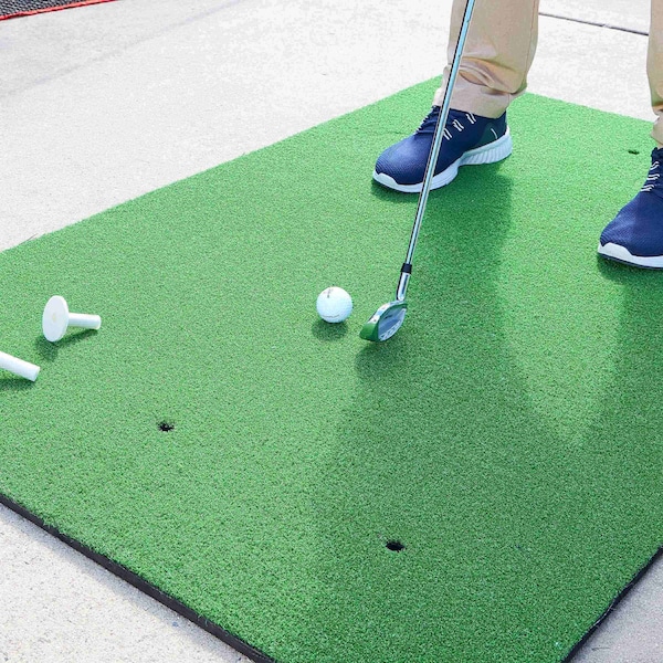 Wakeman Golf Hitting Mat - 5x3-Foot Artificial Turf with 3 Rubber Tees and 6 Teeing Positions by - 80-FIT1007