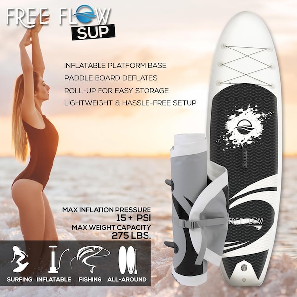 Serenelife Free Flow Paddleboard Sup - Stand Up Water Paddle-Board 10 ft Ft. - SLSUPB06