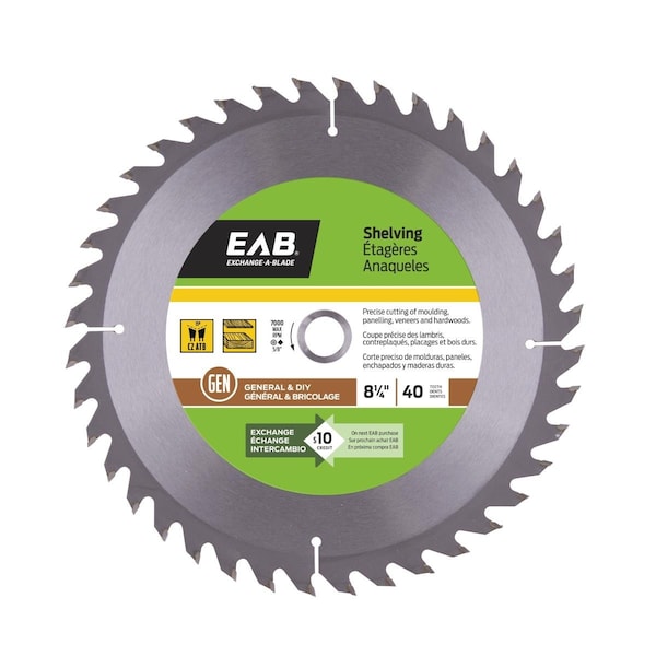 Exchange-A-Blade 8.25 in. x 40 Teeth Finishing Shelving Saw Blade - Recyclable Exchangeable - 1011632