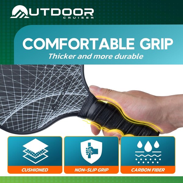 Outdoorcruiser Outdoor Cruiser Pickleball Set, USAPA Approved, Carbon Fiber Paddles, 2 Rackets, 4 Balls, Sling Bag - OCCPKB20