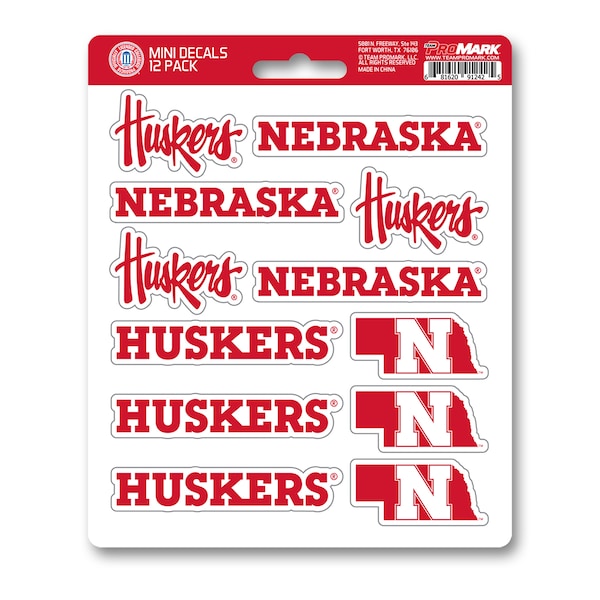 Fanmats University of Nebraska Mini Decal Sticker, PK12 - 61180
