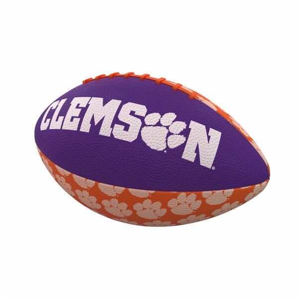 Logo Brands Clemson Repeating Mini-Size Rubber Football - 123-93MR-3
