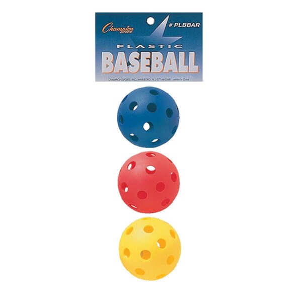 Champion Sports 9 in. Plastic Baseball, Red, Royal Blue & Yellow - PLBBAR