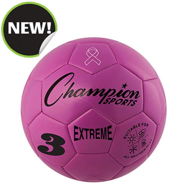 Champion Sports 7.25 in. Extreme Series Size 3 Soccer Ball, Pink - CH55876
