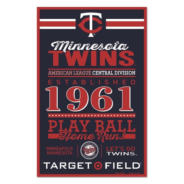 Wincraft Minnesota Twins Sign 11x17 Wood Established Design - 3208562486