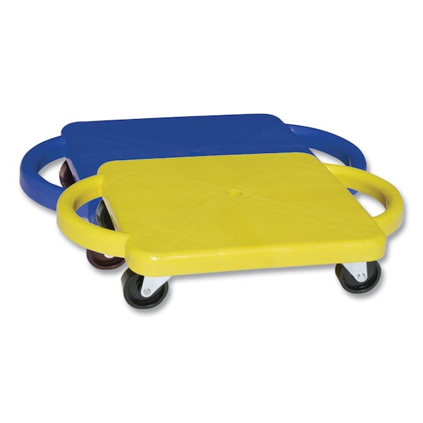 Champion Sports Scooter with Handles, Blue/Yellow, 4 Rubber Swivel Casters, Plastic, 12 x 12 - PGH12