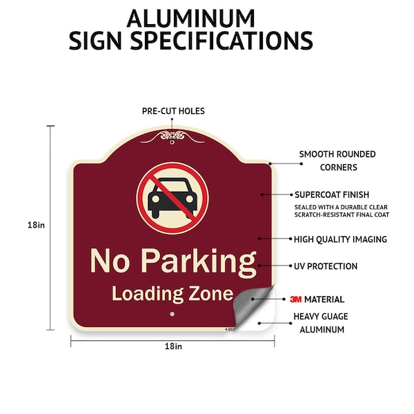 Signmission Designer Series-No Golf Carts Allowed, Burgungy Heavy-Gauge Aluminum - A-DES-BU-1818-9807