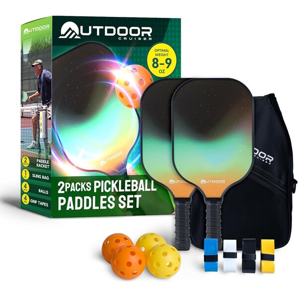 Outdoorcruiser Outdoor Cruiser Pickleball Paddle Set, USAPA Approved, 2 Paddles, 4 Balls, Grip Tapes, Carry Bag - OCGPKB01