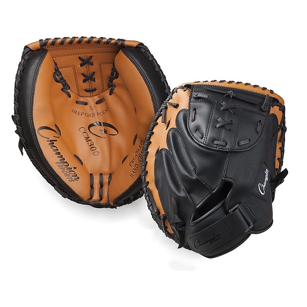Champion Sports Catcher's Mitt, Synthetic, Black; Brown - CCM300