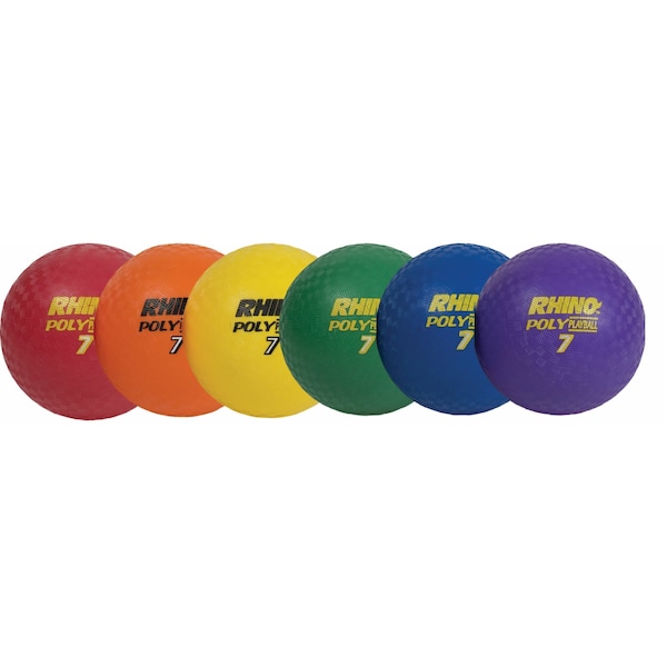Champion Sports Rhino Poly 7 Playground Ball Set, Assorted Colors, PK6 - PX7SET