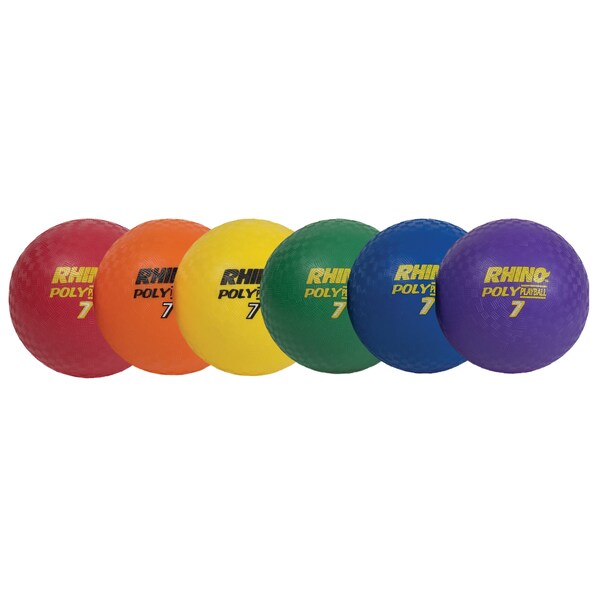 Champion Sports Rhino Poly 7 Playground Ball Set, Assorted Colors, PK6 - PX7SET