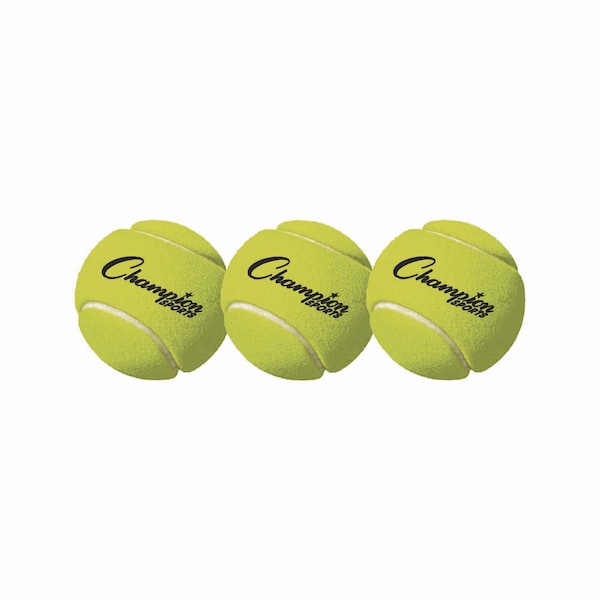 Champion Sports Tennis Balls, 2.5" Diameter, Yellow, PK3 - TB3